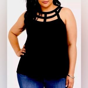 Torrid Size 1 Black Crepe Straps Swingy Tank Top